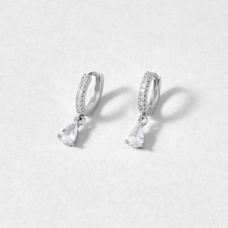 White Crystal Silver Hoop Earrings - Beautiful Earth Boutique Small Earrings Studs, Free Earrings, Jewelry Ring Box, Simple Elegant, White Crystal, Silver Hoops, Hoop Ring, Silver Hoop Earrings, Free Jewelry