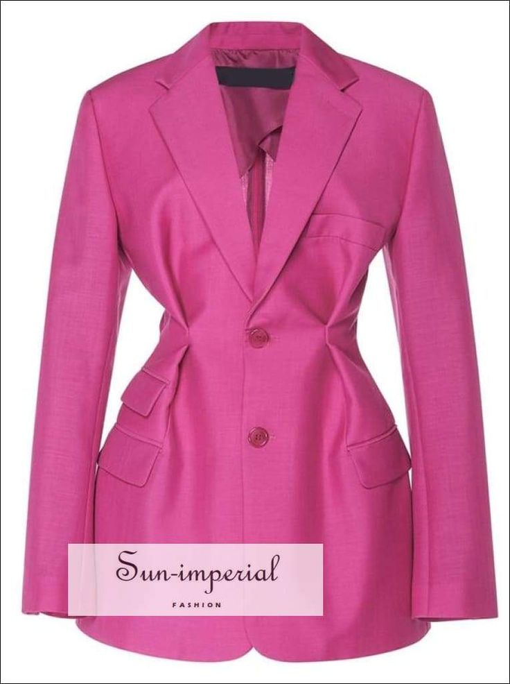 Long Sleeve Hot Pink Women Blazer Coat Blazer Streetwear, Blazer Coat Women, Mode Mantel, Top Satin, Fashion Sweaters, Pink Blazer, Coat Women, Long Sleeve Blazers, Female Fashion