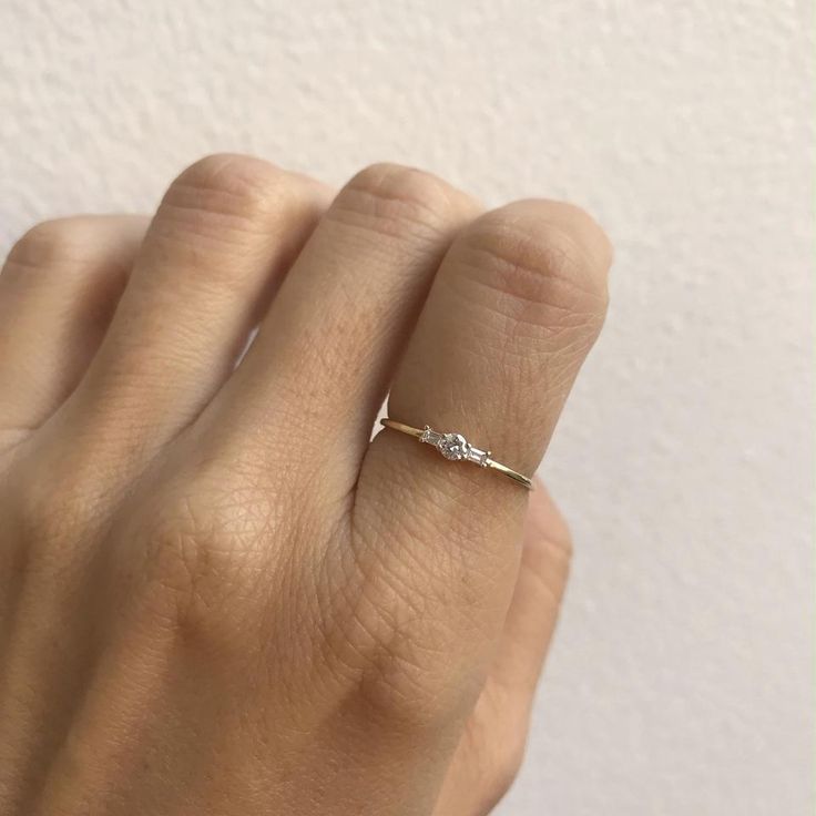 Delicate Diamond Ring For Proposal, Dainty Diamond Proposal Ring, Dainty Diamond Ring For Proposal, Diamond Ring With Baguette Diamonds For Proposal, Elegant Rings With Baguette Diamonds For Proposal, Single Cut Diamond Ring For Proposal, Minimalist Diamond Ring For Proposal, Baguette Diamond Ring Gift, Dainty Diamond Promise Ring With Baguette Diamonds