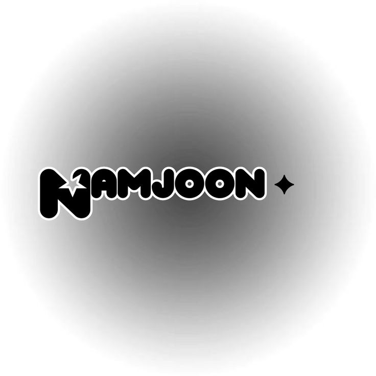 the word namoon in black and white on a gray background with an arrow pointing to it