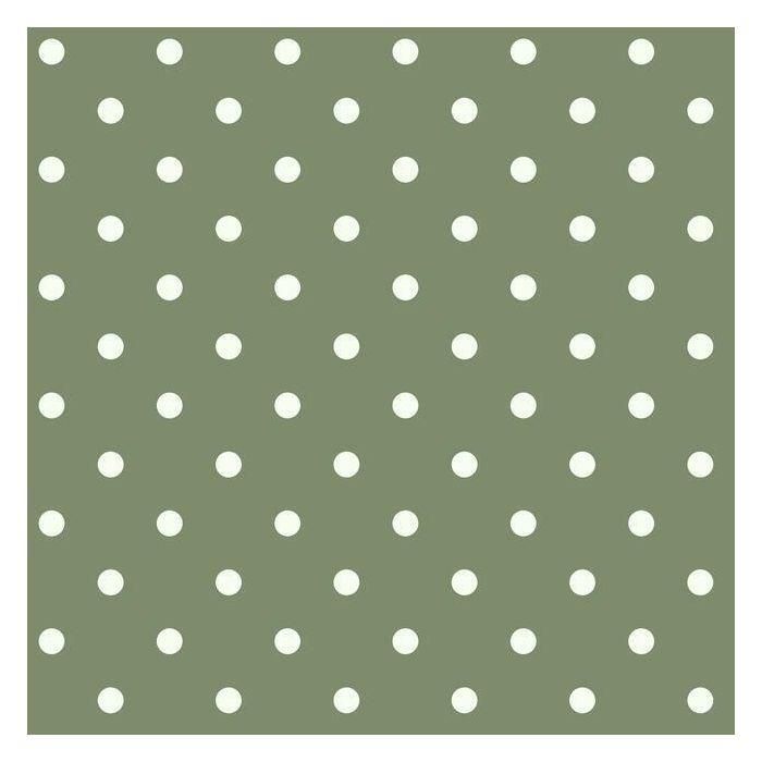 a green background with white polka dots