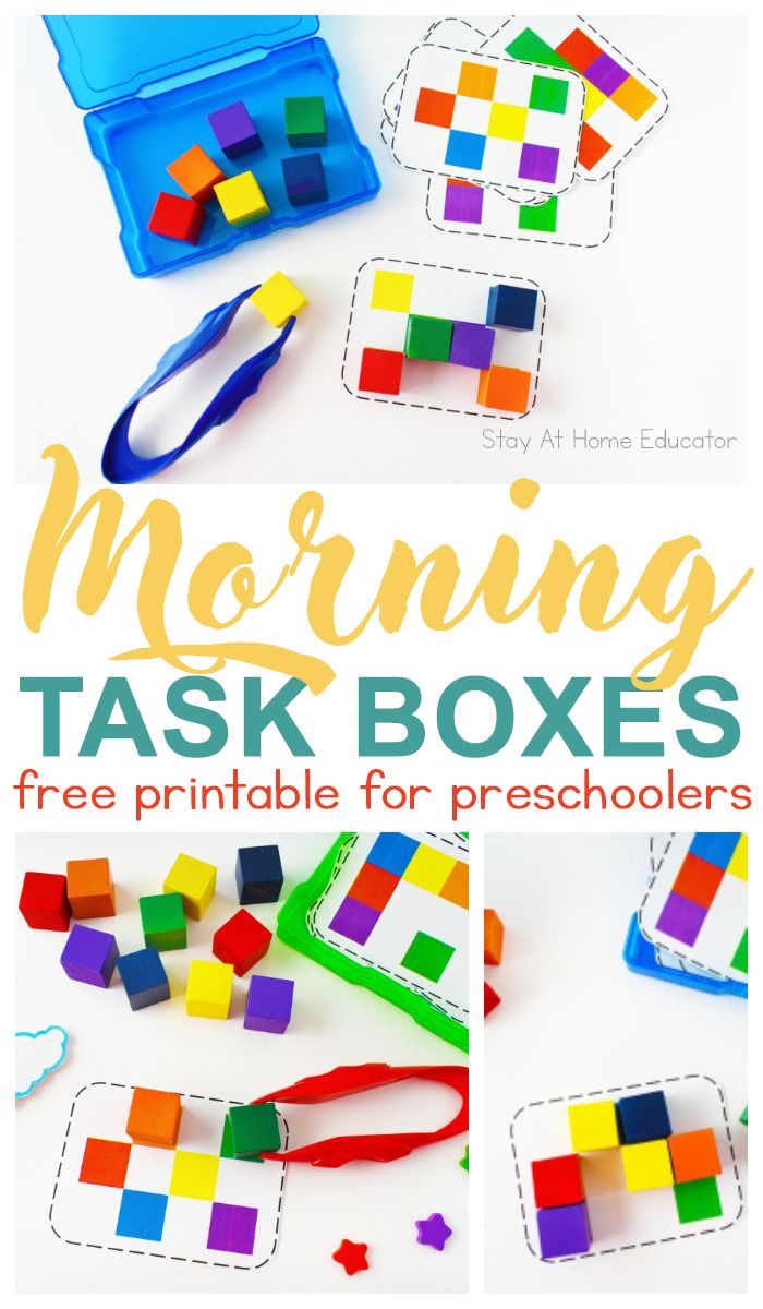 the words morning task boxes are made out of colored blocks