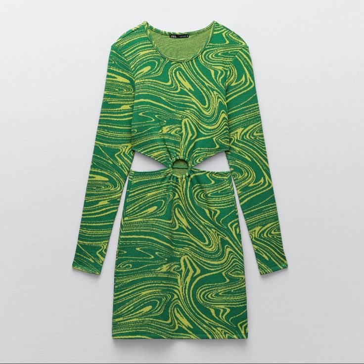 Mini Dress, Never Worn Green Fitted Mini Sweater Dress, Trendy Green Bodycon Midi Dress, Green Bodycon Midi Dress For Spring, Trendy Green Bodycon Dress For Spring, Trendy Green Bodycon Dress For Day Out, Trendy Green Winter Dress, Spring Green Bodycon Sweater Dress, Green Long Sleeve Sweater Dress For Spring, Yellow Long Sleeve Stretch Bodycon Dress