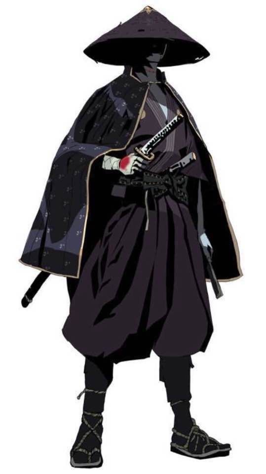 Samurai Clothing Reference, Ronin Samurai Outfit, Samurai Clothing Drawing, Japanese Clothes Drawing Reference, Samurai Art Reference, Samurai Dnd Character, Japanese Samurai Character Design, Samurai Inspired Outfit, Japanese Swordsman Outfit