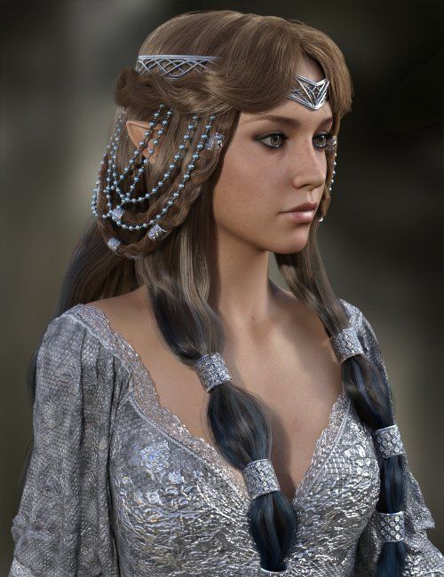 Female Knight Hairstyle, Dungeons And Dragons Hairstyles, Hair Fantasy Ideas, Elf Princess Hairstyles, Fantasy Long Hairstyles, Fantasy Princess Hairstyle, Fantasy Braided Hair, Fantasy Ponytail Hairstyles, Curly Fantasy Hairstyles