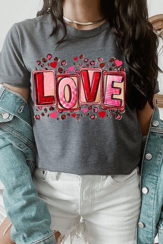 LOVE,VALENTINE UNISEX SHORT SLEEVE,GRAPHIC TEE,GRAPHIC TSHIRTS,TSHIRTS,TEES100%COTTON,HEATHER(52%COTTON,48%POLY),ATH.HEATHER,BLACK HEATHER(90%COTTON,10%POLY)NICARAGUA Style: casual Fit: oversized Neck Line: round neck Sleeve: short sleeve Lining: no Made In: NicaraguaSize Measurement (inch): S: 36.0 (Bust), 18.0 (Waist), 18.0 (Hips), 28.0 (Length) M: 40.0 (Bust), 20.0 (Waist), 20.0 (Hips), 29.0 (Length) L: 44.0 (Bust), 22.0 (Waist), 22.0 (Hips), 30.0 (Length) XL: 48.0 (Bust), 24.0 (Waist), 24.0 Casual Tops With Valentine's Day Graphic Print, Casual Valentine's Day Graphic Print Tops, Casual Tops With Graphic Print For Valentine's Day, Casual Graphic Print Tops For Valentine's Day, Casual Valentine's Day T-shirt With Graphic Print, Valentine's Day Casual T-shirt With Graphic Print, Valentine's Day Casual Graphic Print T-shirt, Casual Valentine's Day Graphic T-shirt, Cute Gray Top With Graphic Print