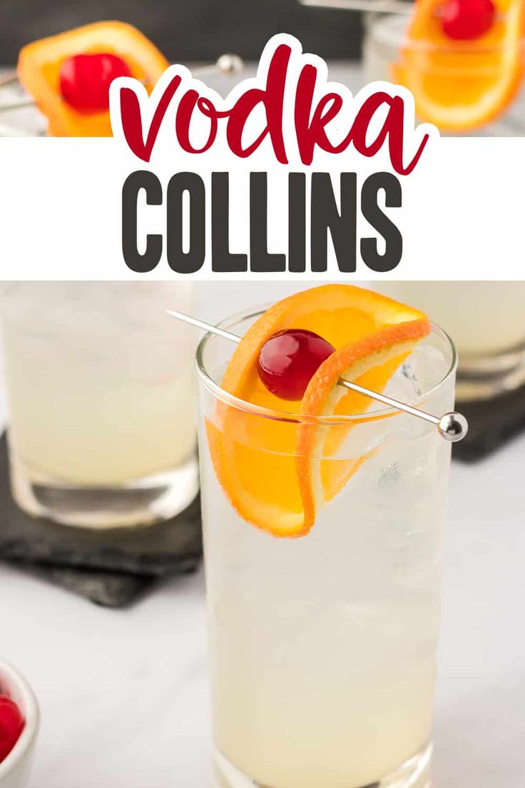 the vodka is garnished with oranges and cherries in this cocktail recipe