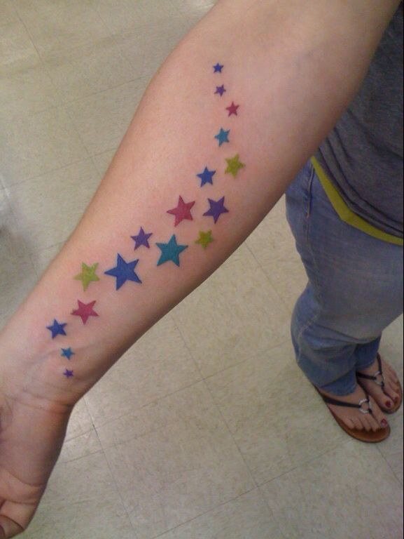 a person with a star tattoo on their arm