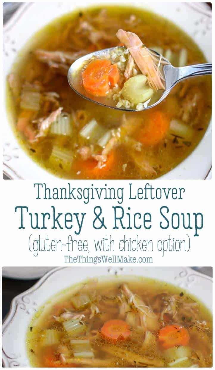 thanksgiving leftover turkey and rice soup with chicken option