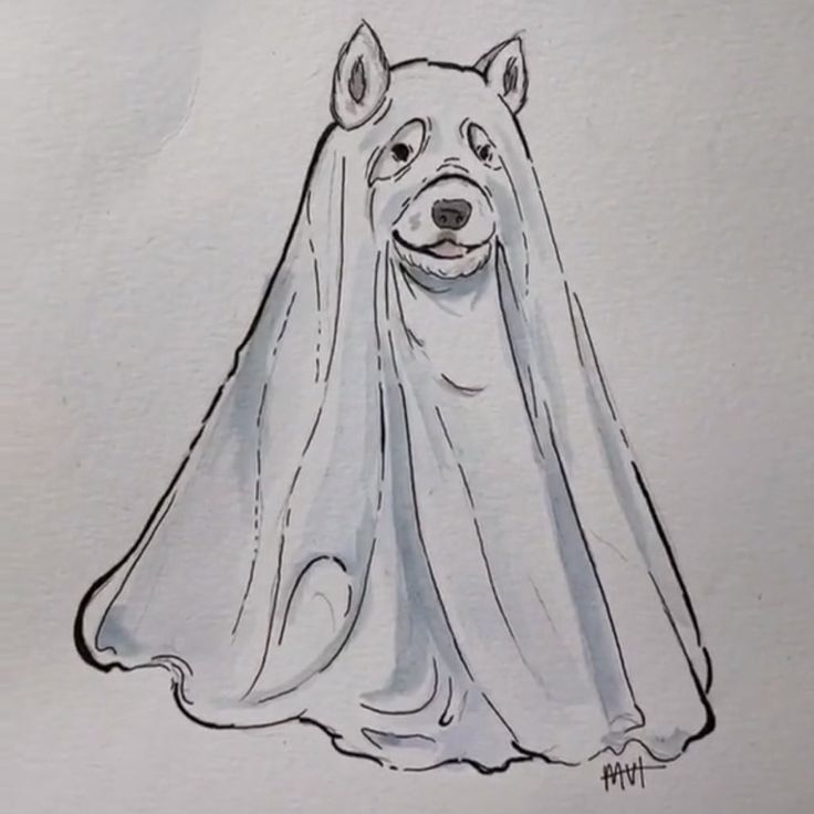 a drawing of a dog wearing a cloak