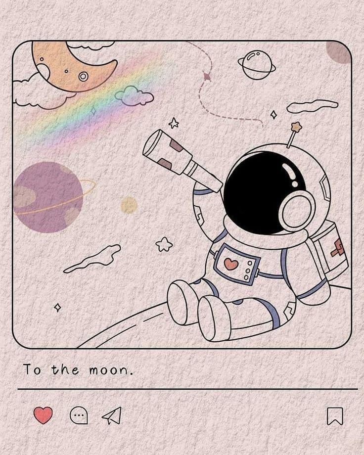 an astronaut is flying through the sky with a rainbow in his hand and stars above him