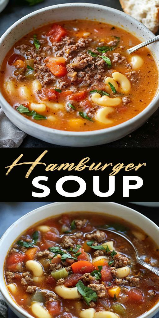 two bowls of hamburger soup on top of each other