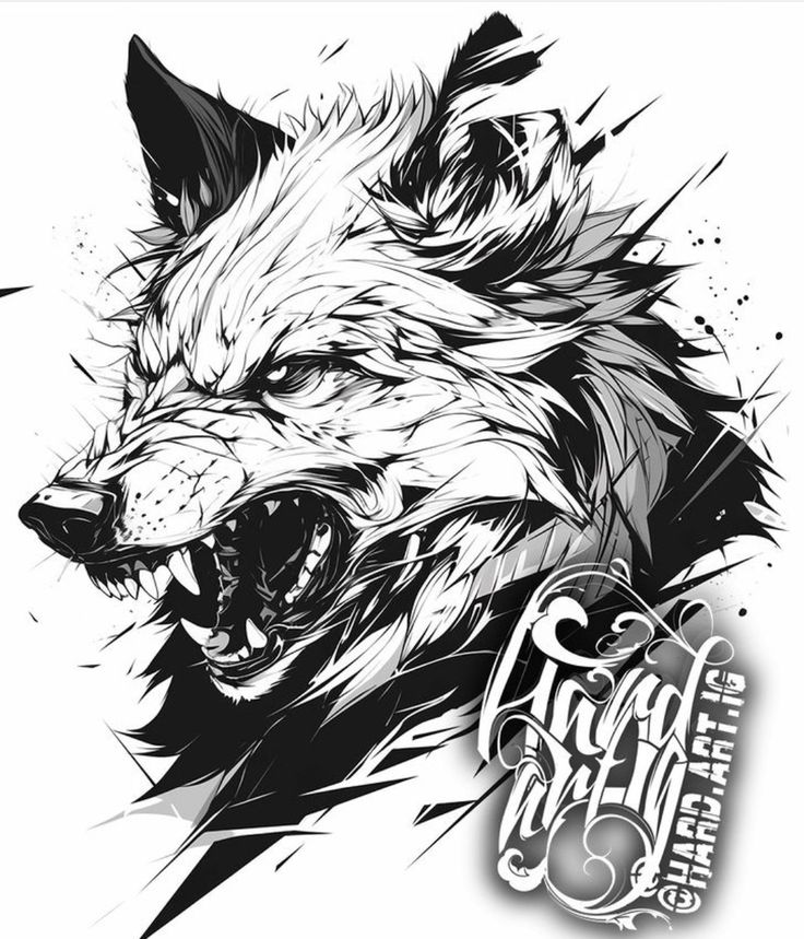 a black and white drawing of a wolf's head with the words, spirit on it