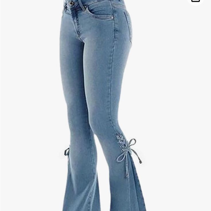 Women's Lace-Up High Waisted Bell Bottom Jeans Stretchy Slim Fit Brand New In Package Cowgirl Jeans, Womens Ripped Jeans, Moda Denim, Denim Outfits, Moda Jeans, Denim Pants Women, Bell Bottom Pants, Jeans Material, High Jeans