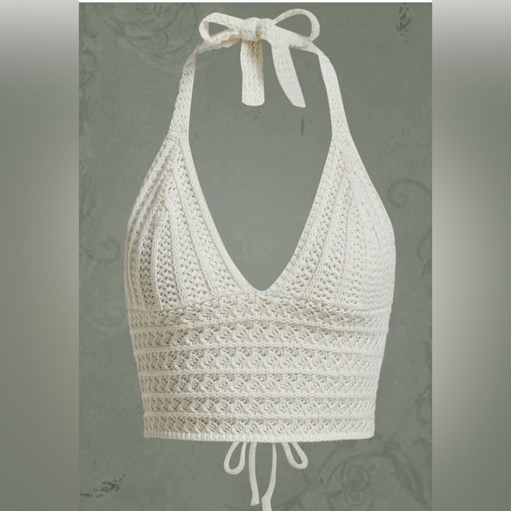 Beige Halter Knit Top Never Used Fest Outfits, Backless Halter Top, Crochet Halter, Top Halter, Crochet Halter Tops, Halter Tops, Crochet Crop Top, Halter Crop Top, Summer Crochet