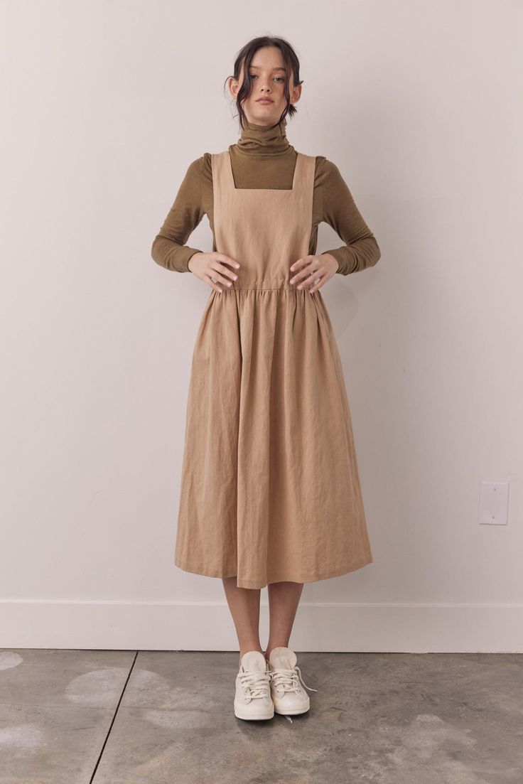 Back Tie Pinafore midi Dress – amente Affordable Summer Pinafore Dress With Ruffles, Womens Pinafore Dress, Pinafore Dress Outfit, Mum Fashion, Tan Dresses, Hot Iron, Apron Dress, Pinafore Dress, Mid Dresses