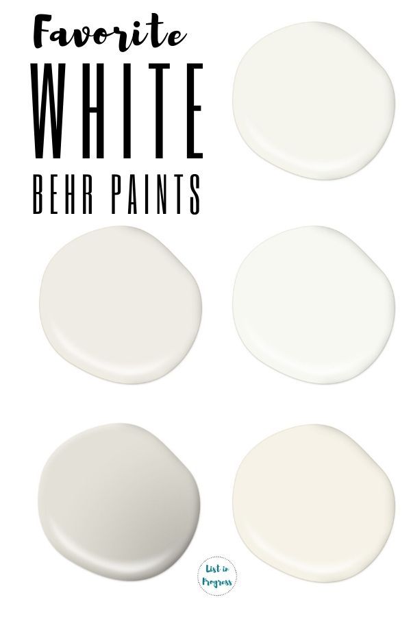 four white paint colors with text overlay that says favorite white bear paints on it