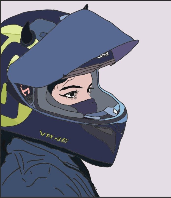 a drawing of a person wearing a helmet