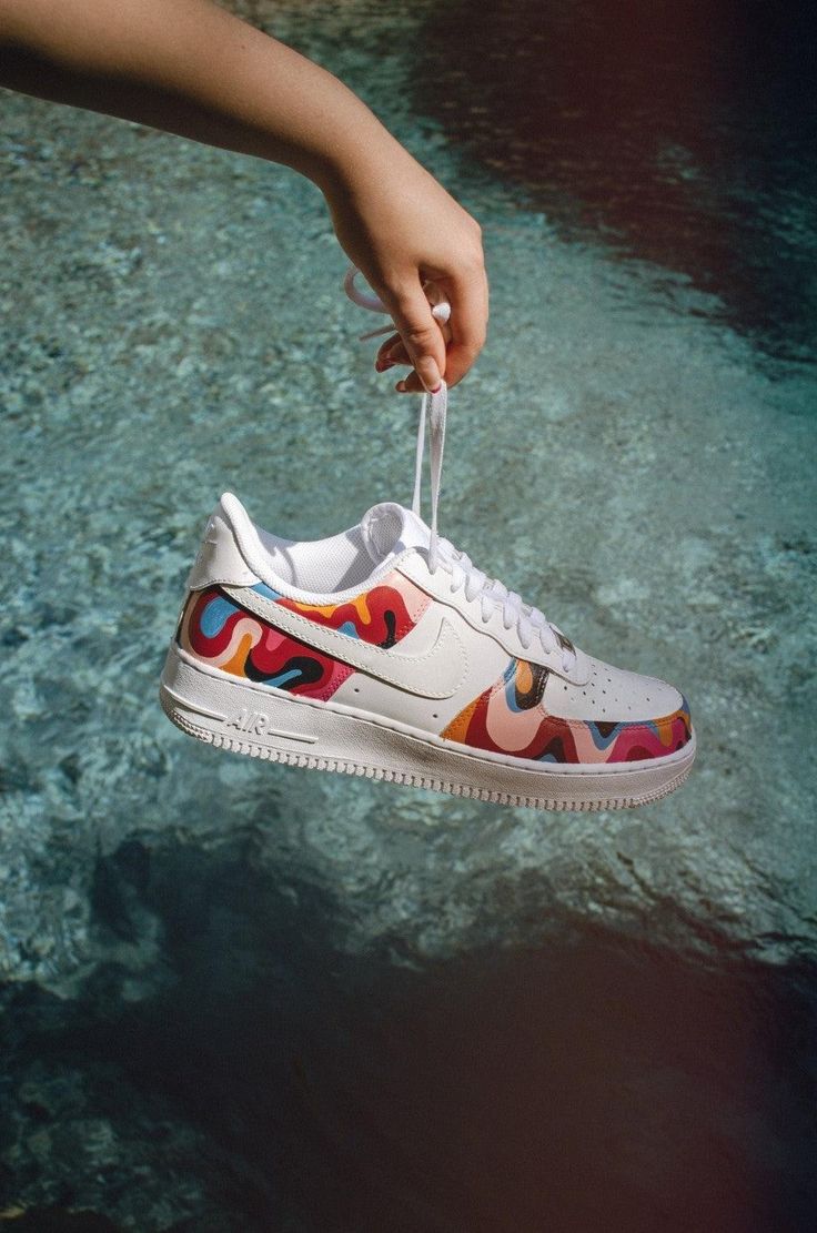 Colorful Flowers Custom Air Force 1-shecustomize Rainbow Nikes, Shoe Artwork, Nike Air Force 1s, Painted Sneakers, Air Force 1s, Custom Kicks, Custom Air Force 1, Custom Nikes, Womens Tie