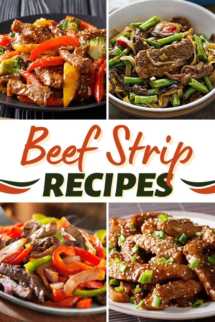 beef stir fry recipe collage with text overlay