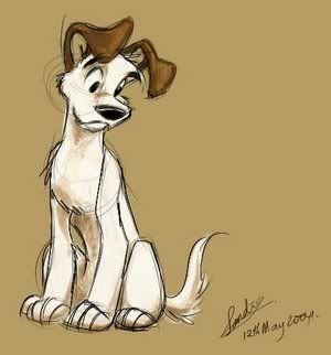 a drawing of lady and the tramp from disney's animated movie, lady and the tramp