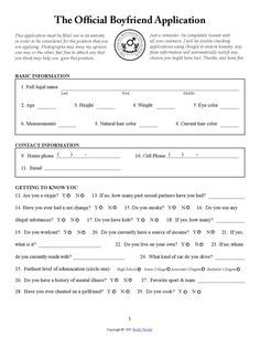 the official boyfriend application form is shown in this file, and it appears to be filled with information