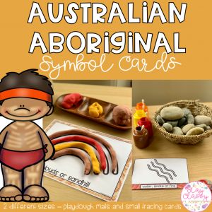 the australian aboriginal symbol cards are displayed with an image of a bear and other items