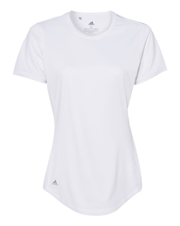 Shop Adidas A377 in White & get instant bulk discounts. This 100.00% Polyester Women T-Shirt is often used for Heat Transfer projects by our customers | Ships Fast | Award-Winning Customer Service. Sports Shirts Women, Adidas Shirt Women, Adidas Outfit Women, Sports Tshirt Designs, Adidas Short, Xmas Wishes, Adidas Outfit, Adidas Shirt, Running Shirts