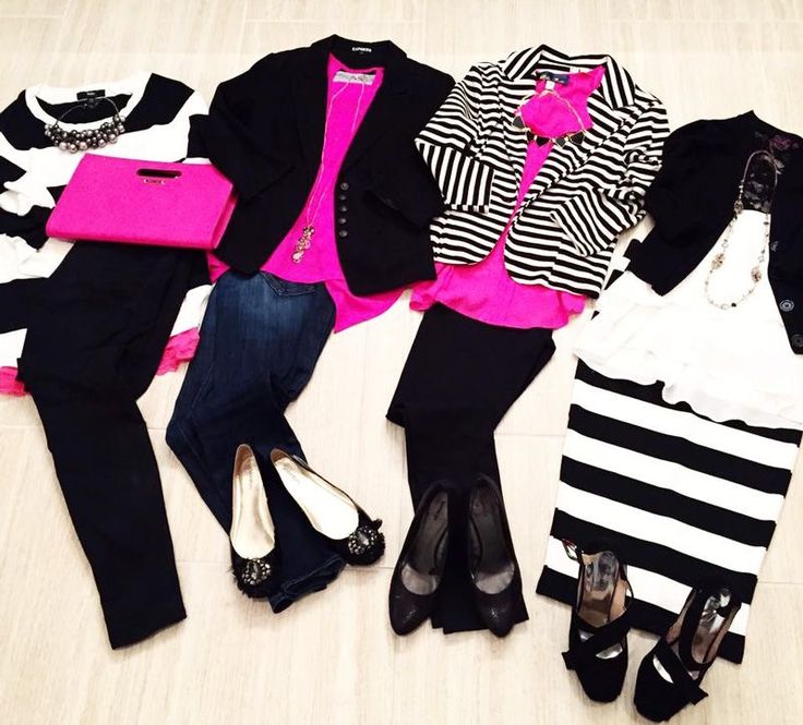 Pink Black And White Outfit, Worship Team, Kate Spade Inspired, Stripe Outfits, Clothes And Shoes, Pink Outfits, Black White Fashion, Pink Outfit, Business Casual Outfits