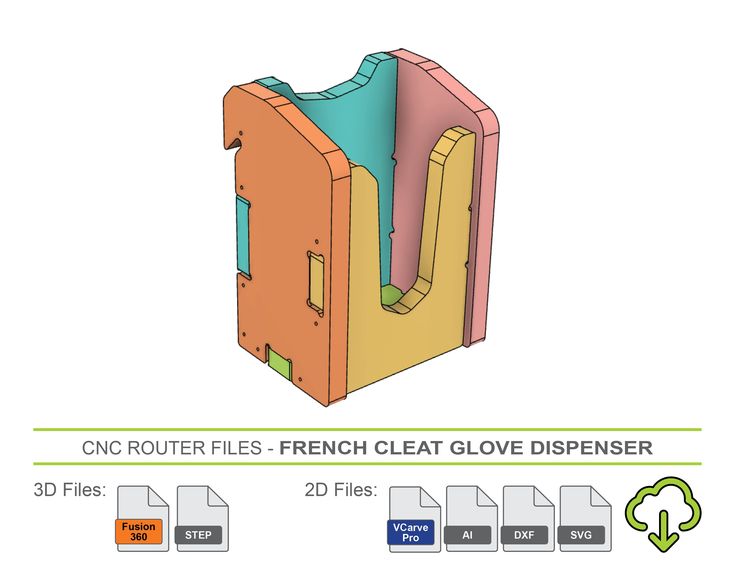 an image of a computer screen with the text cnc router files - french cleat glove dispenser