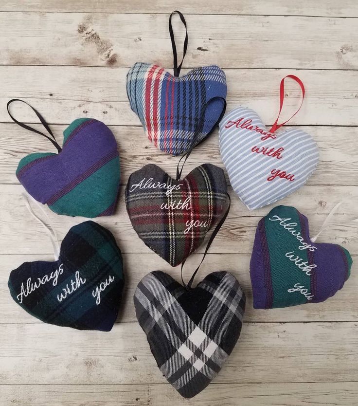 six heart shaped ornaments with the words always with you written on them