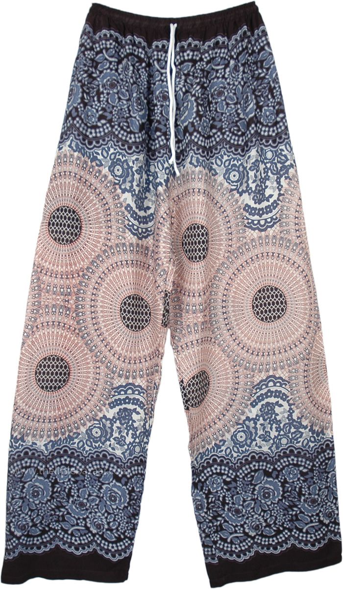 Boho streetwear dual mandala and floral printed wide-leg free-flowing pants that can set you apart in any event.  The rayon fabric is very soft and cool on the skin, comfortable and trendy, you will get a lot of wear out of these pants. #tlb #SplitSkirtsPants #Misses #Pocket #Yoga #vacationclothing #beachwrap #Floral #Printed #bohemianfashion #mandalapants #BohoPants #Comfortableairybeachpants #summerconcertpants #summervacationpants #pajamapantswithmandalas Bohemian Summer Pants With Paisley Print, Summer Patterned Wide Leg Harem Pants, Bohemian Paisley Print Summer Pants, Bohemian Floral Print Harem Pants For Summer, Casual Summer Boho Print Harem Pants, Casual Boho Print Harem Pants For Summer, Bohemian Summer Floral Print Harem Pants, Summer Wide-leg Pants With Paisley Print, Summer Paisley Print Patterned Pants