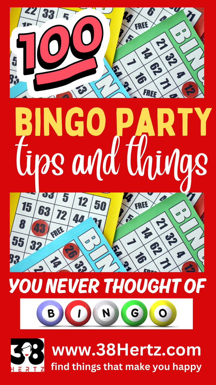 a red poster with the words,'100 bingo party tips and things you never thought of