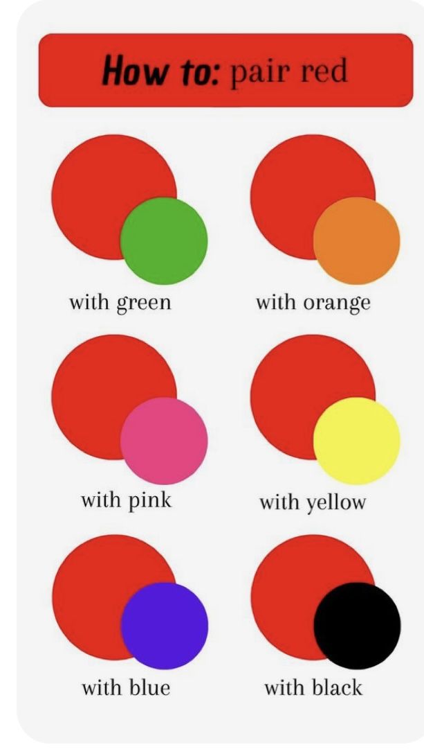 how to pair colors with red and green in the same color scheme for each other