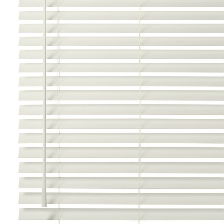 a white window blind with the blinds pulled down to reveal horizontal lines on it's side