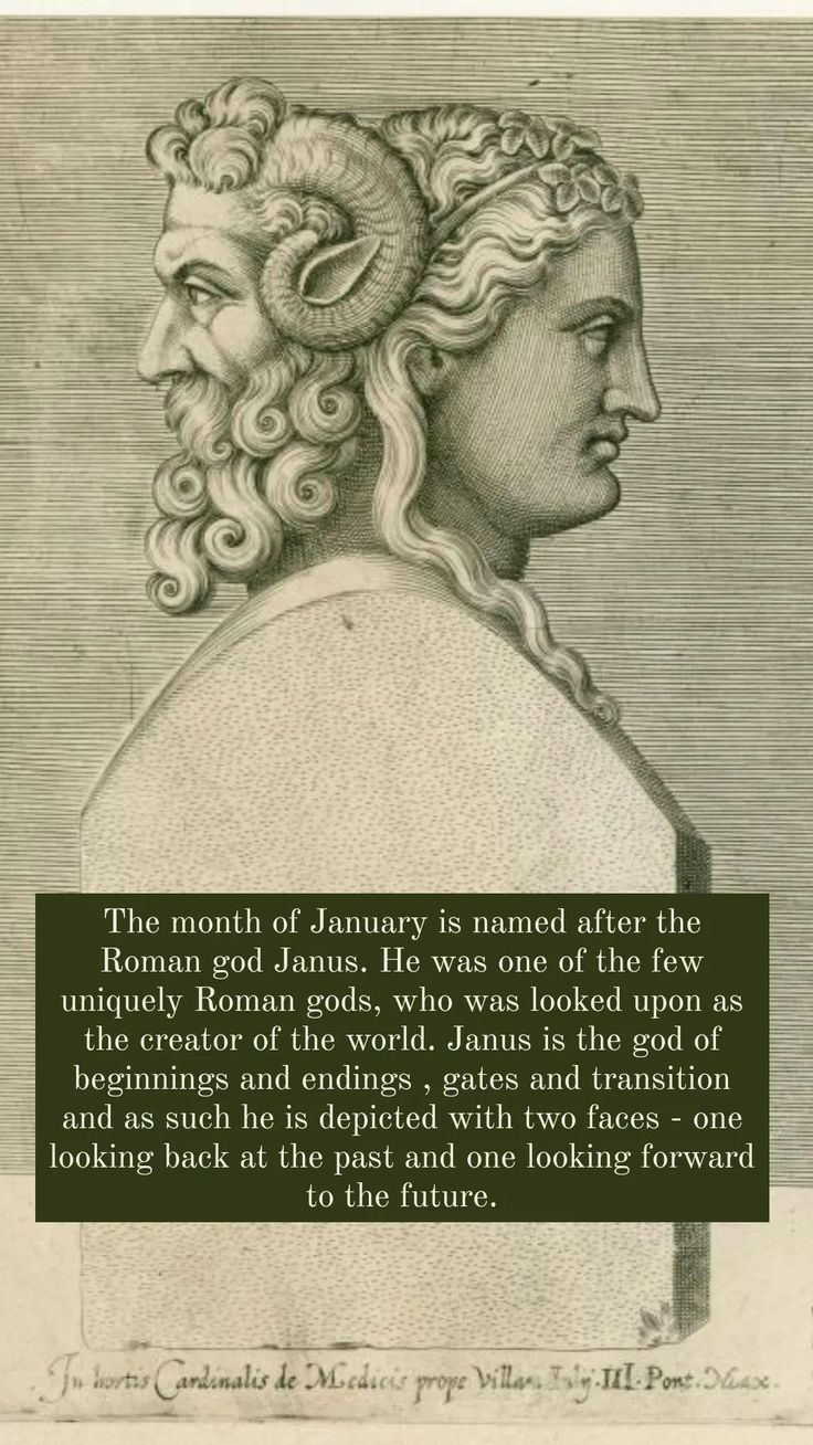 a portrait of a man with curly hair and a quote about the meaning of january