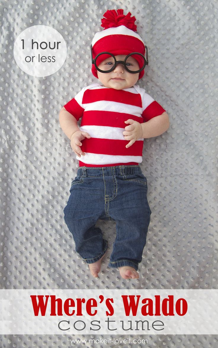 a baby wearing glasses and a red striped shirt is laying on a blanket with the words where's waldo?