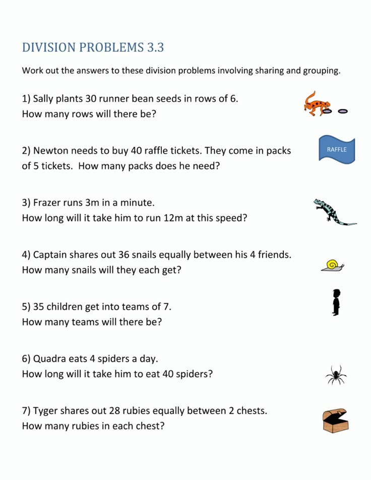 the worksheet for division problems 3, which includes two answers and three questions