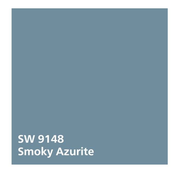 a blue color with the words sw 918 smoky azure