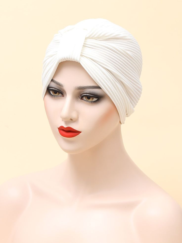 White Casual   Polyester Plain Turban Hat Embellished  Spring/Fall Women Accessories Turban Hat, Sewing Stitches, Head Wrap, White Casual, Spring And Fall, Head Wraps, Women Accessories, Disney Princess, Hats