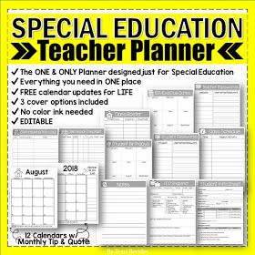 a teacher planner with the words special education on it