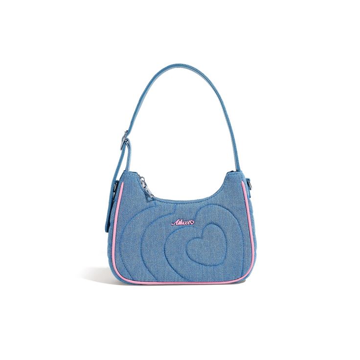 Luxury Design Women's Crescent Blue Bag Blue Rectangular Baguette Bag For Shopping, Trendy Light Blue Double Handle Shoulder Bag, Trendy Light Blue Shoulder Bag With Double Handle, Trendy Light Blue Shoulder Bag For Shopping, Trendy Light Blue Tote Shoulder Bag, Trendy Blue Shoulder Bag For Daily Use, Blue Pouch Bag For School, Casual Blue Bags With Zipper Pocket, Casual Blue Bag With Zipper Pocket