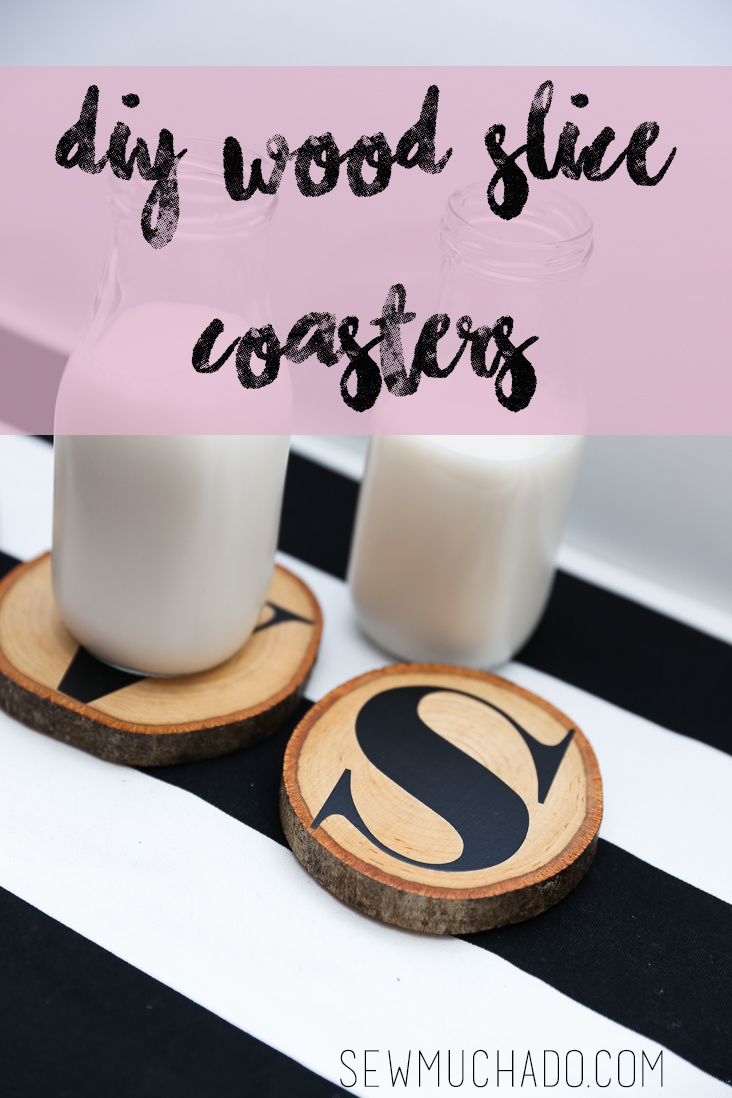 diy wood slice coasters with the words diy wood slice coasters on them