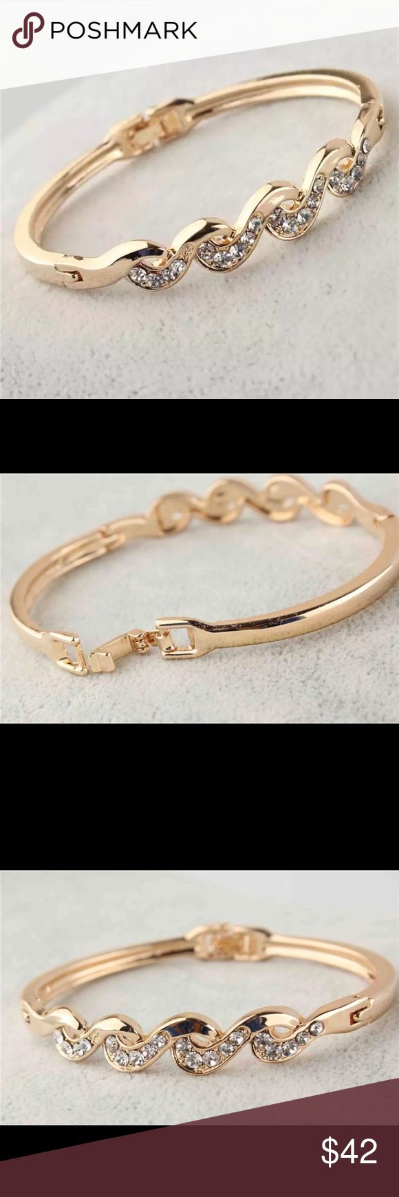 Gold Twisted Bangle Bracelet Beautiful Twisted Bangle Bracelet                             Material plated Gold & Simulated Diamonds Jewelry Bracelets Twisted Bangle, Diamonds Jewelry, Bangle Bracelet, Womens Jewelry Bracelets, Diamond Jewelry, Bangle Bracelets, Gold Bracelet, Jewelry Bracelets, Bangles