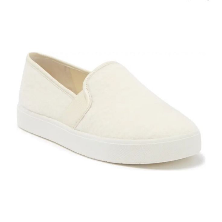 Nib Vince Blair 5 Wool Off White Slip-On Sneaker Size: 6.5 M White Textile Slip-ons With Textured Sole, White Textile Low-top Slip-ons, White Textile Slip-ons With Round Toe, White Low-top Slip-ons With Removable Insole, White Textile Round Toe Slip-ons, Cream Slip-on Synthetic Sneakers, White Slip-on Sneakers With Textured Sole And Flat Heel, White Synthetic Slip-on Sneakers With Flat Heel, White Synthetic Flat Heel Slip-on Sneakers