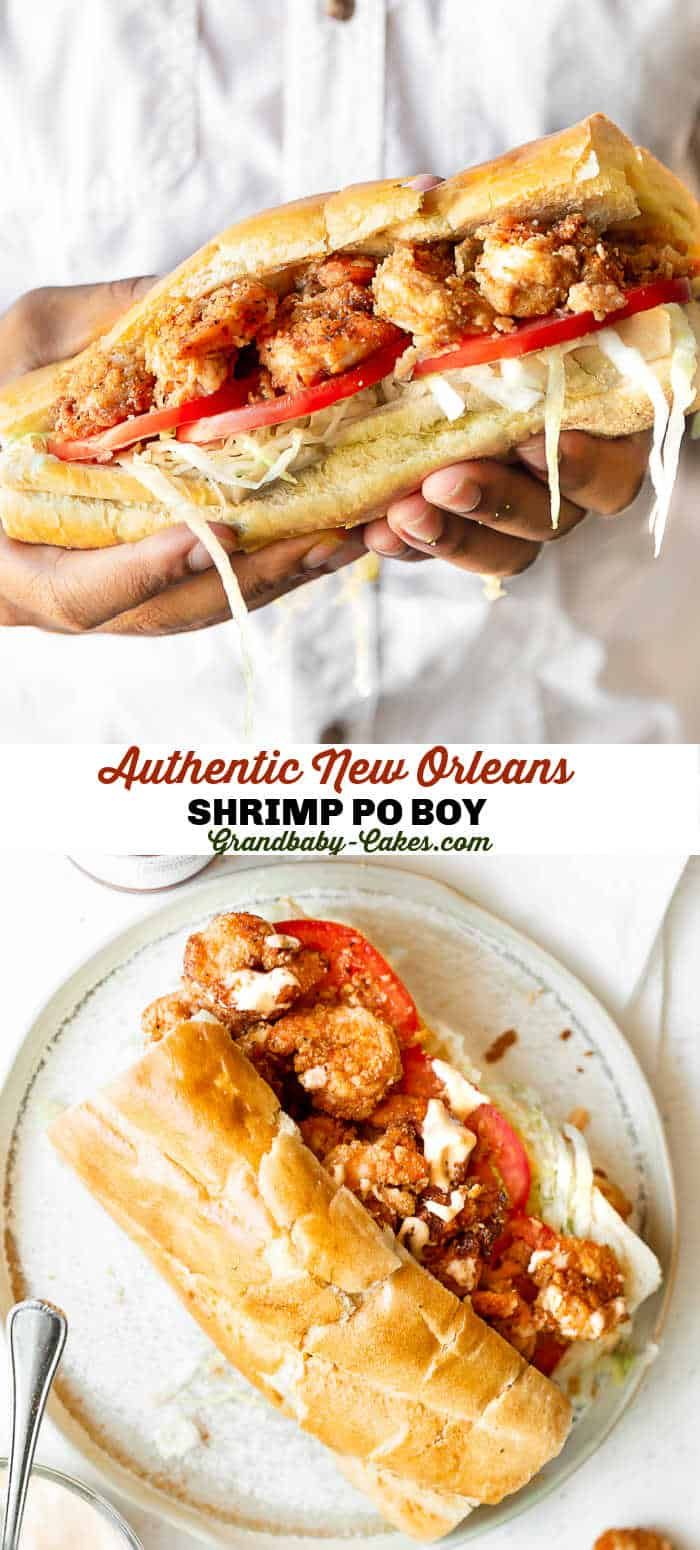 there is a sandwich with shrimp on it and the words authentic new orleans shrimp po boy