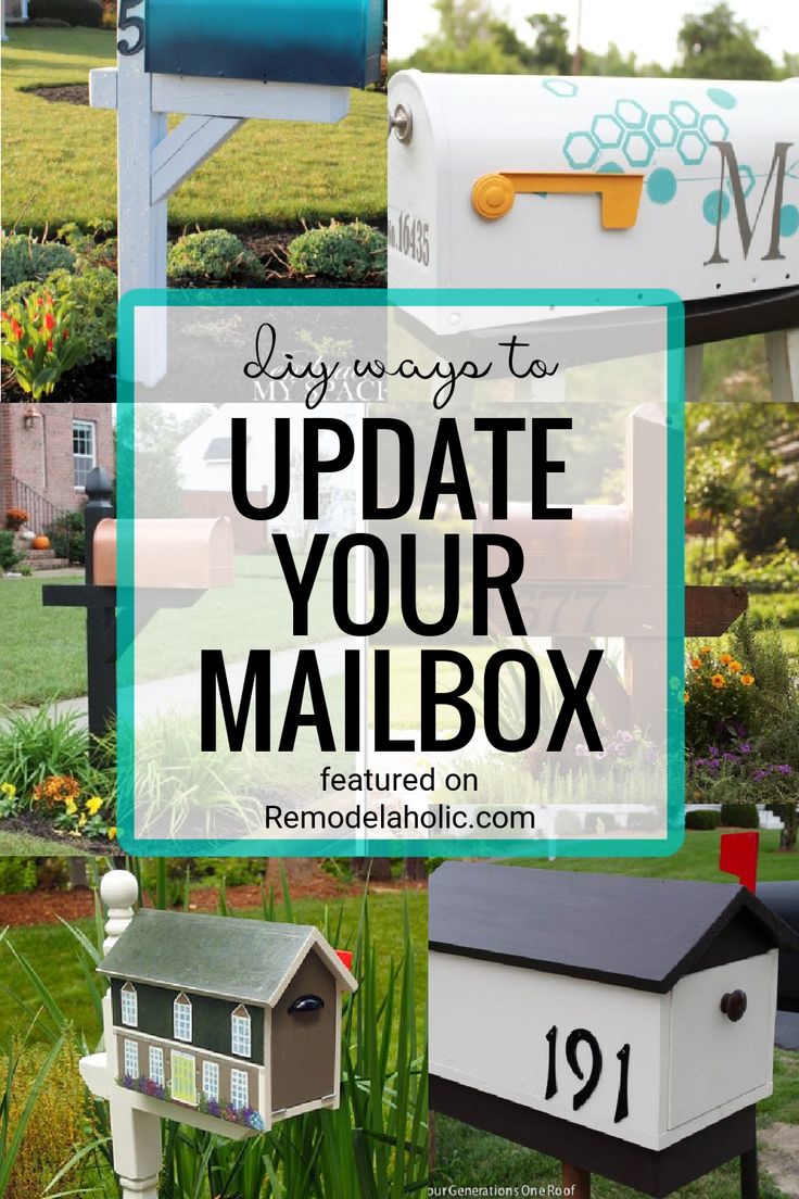 mail boxes with the words, diy ways to update your mailbox featured on remodelaholic com