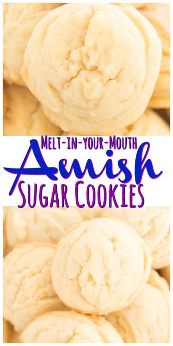 two pictures of cookies with the words melt in your mouth coconut oil and an amish sugar cookie