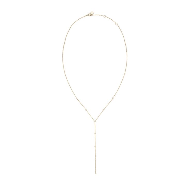 Material: 925 Sterling Silver Plating: 14K Gold Plated + E-coating or 14k Gold VermeilLariat Necklace Measures 16" with a 4" extender.The necklace can be 16” 18” or 20”Lariat has a 3.5” dropCZs measure: 2mm in the center bezel setting & 1.75mm in the prong settings 14k Gold Lariat Fine Jewelry, Minimalist 14k Yellow Gold Lariat Necklace, Timeless Yellow Gold Long Drop Necklace, Timeless Long Drop Yellow Gold Necklace, Yellow Gold Lariat Jewelry With Delicate Chain, Yellow Gold Lariat Necklace With Delicate Chain, 14k Yellow Gold Lariat Jewelry, Gold Long Drop Diamond Necklace, Fine Jewelry, Fine Jewelry Long Drop Diamond Necklace In Yellow Gold