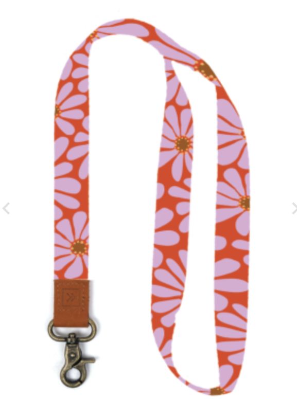 neck lanyard with floral patter in purple and orange Thread Wallets, Neck Lanyard, Lanyard, In Style, Genuine Leather, Thread, Track, Key, Leather